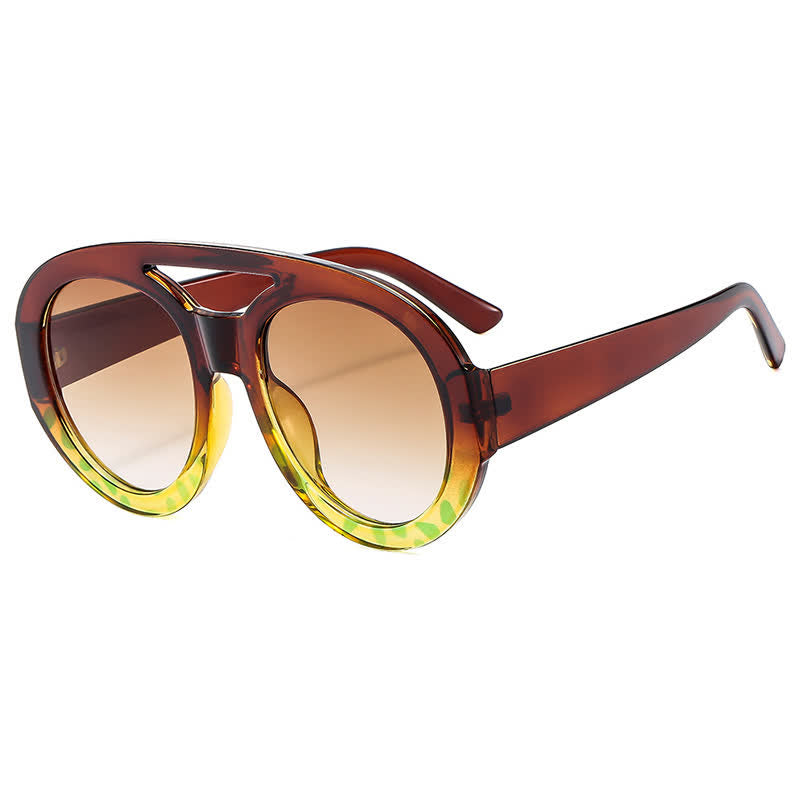 Spykay™ SG60741 Round Frame Double Bridges Oversized Aviator Sunglasses