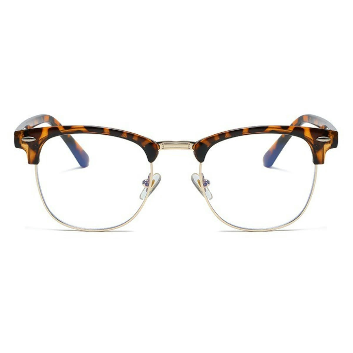Spykay™ EG1015 Unisex PC Square Half-Frame Clear Lens Glasses, Suitable For Daily Office & Reading Blue Light Glasses
