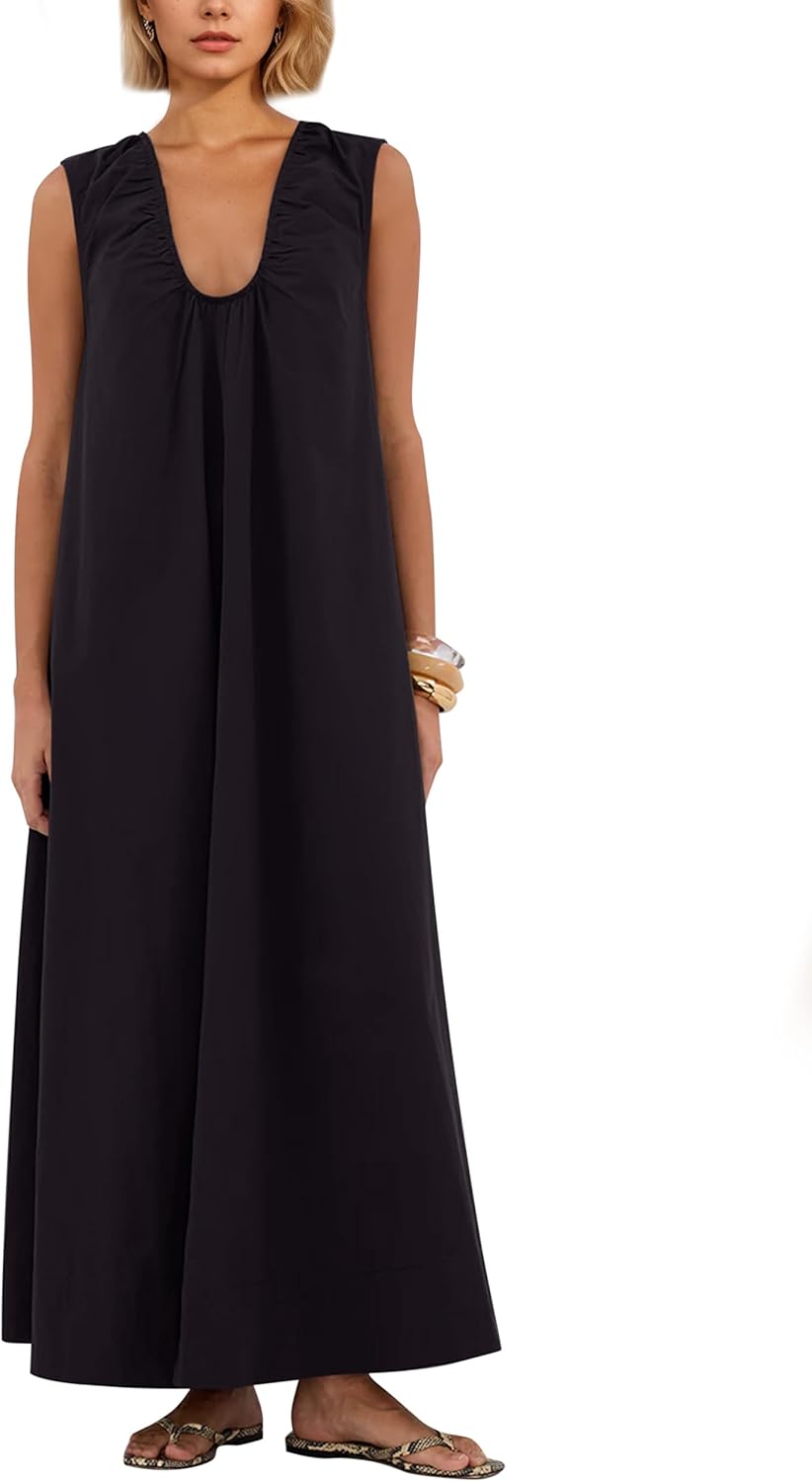 Sleeveless V - Neck Maxi Dress