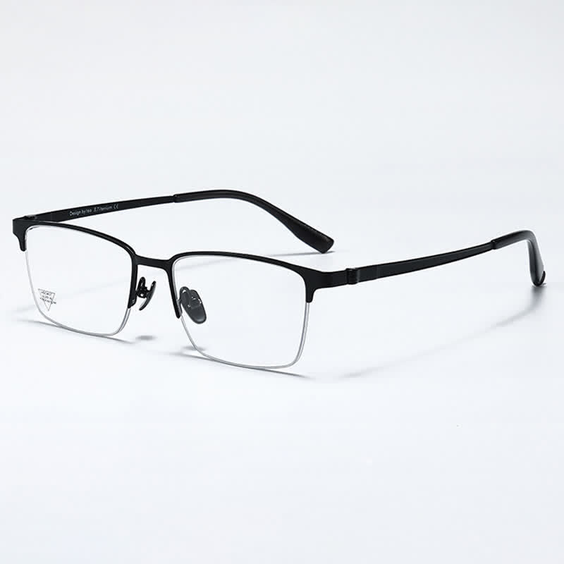 Spykay™ EG26795 Titanium Rectangle Frame Anti-blue Light Simple Browline Glasses