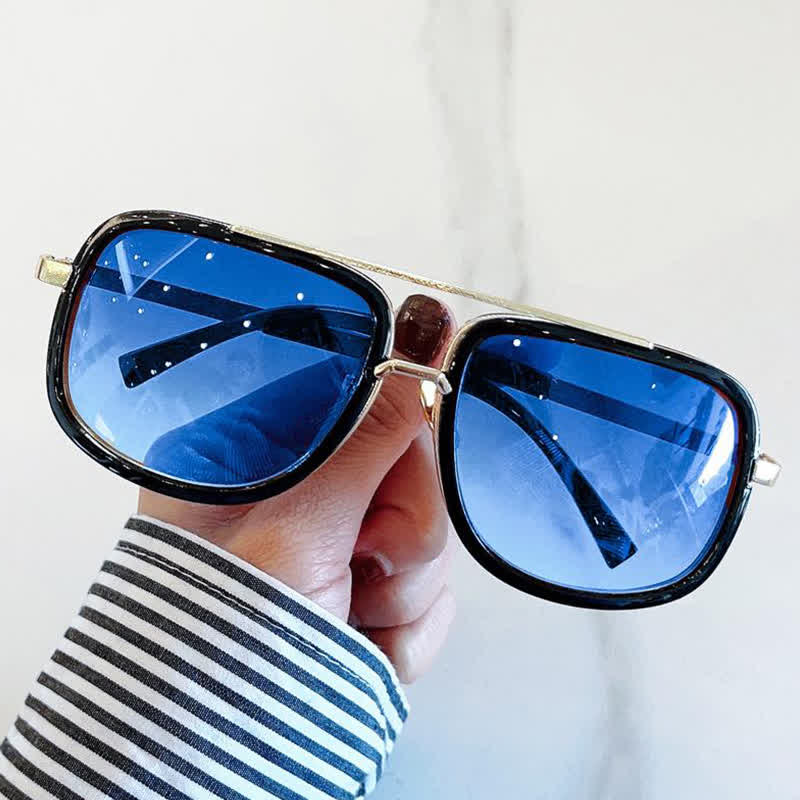 Spykay™ SG1013 Aviator Double Bridges Frame Brown Ombre Tinted Sunglasses