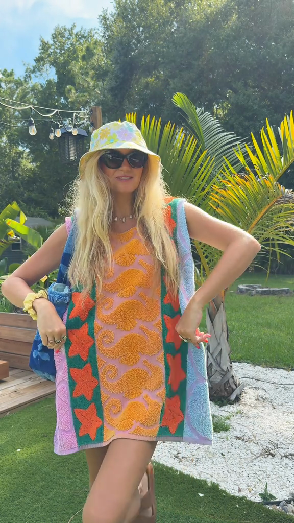 Colorful Embroidered Terry Cloth Dress