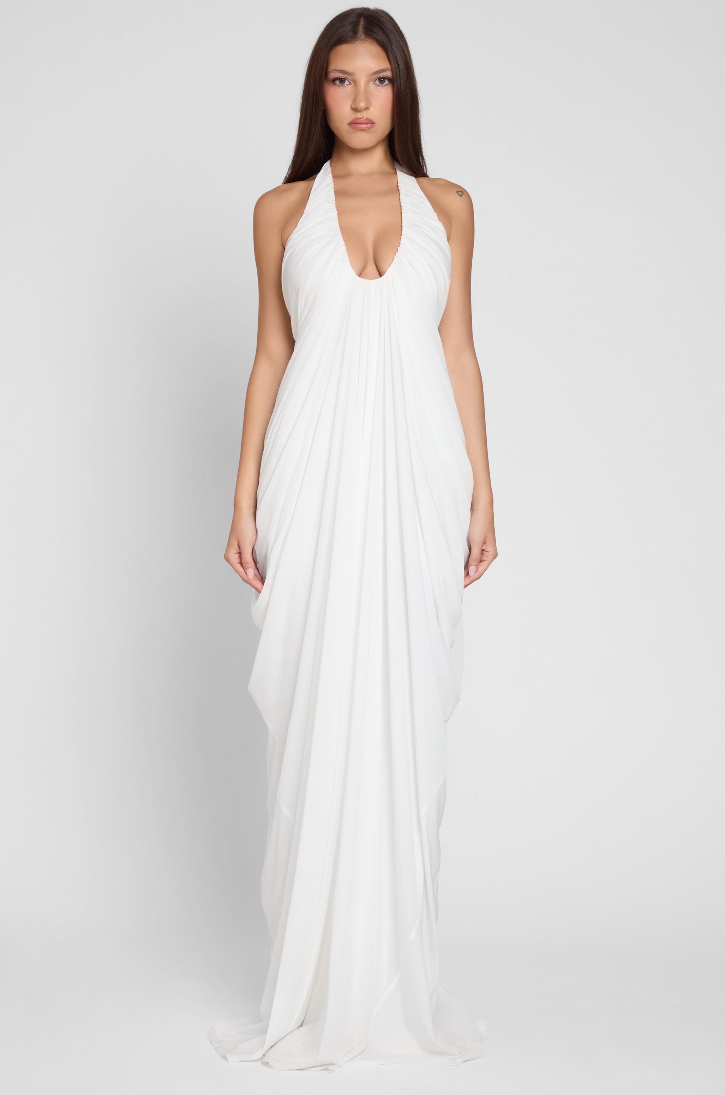 White Halter - Neck Maxi Dress