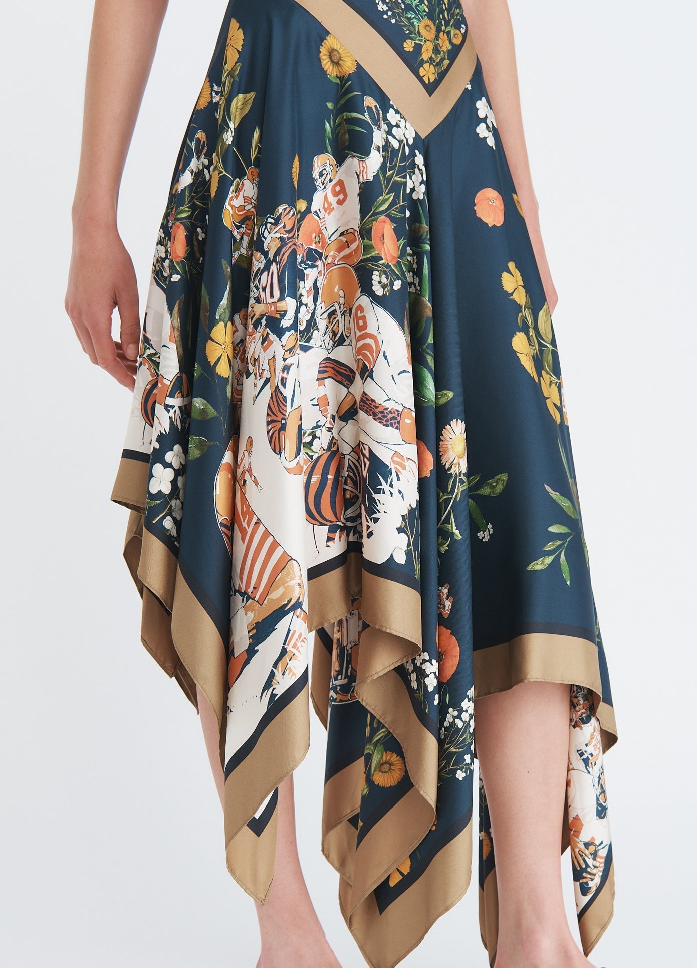 Navy Silk Scarf - Print Dress