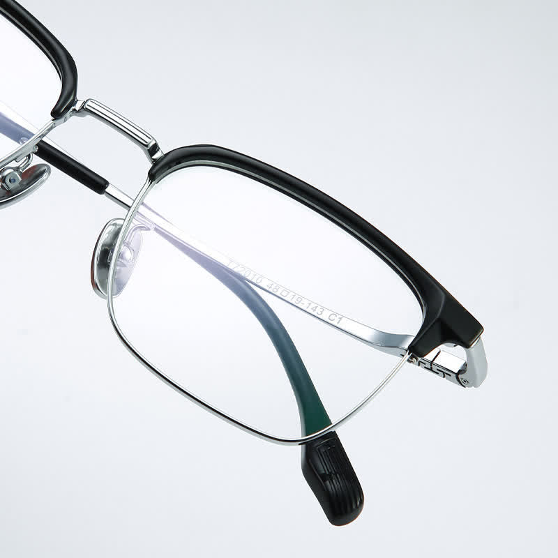 Spykay™ EG26735 Square Titanium Frame Anti-blue Light Browline Glasses