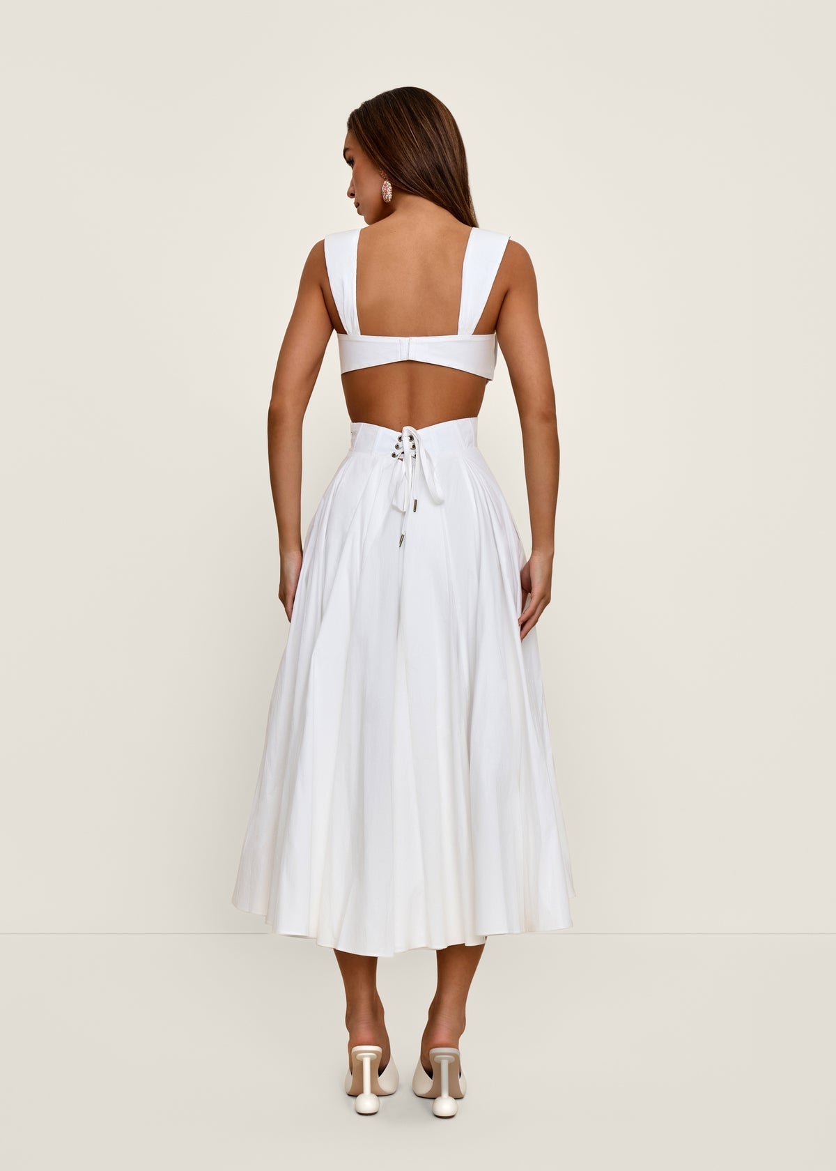 White Cut - Out Bustier Midi Dress
