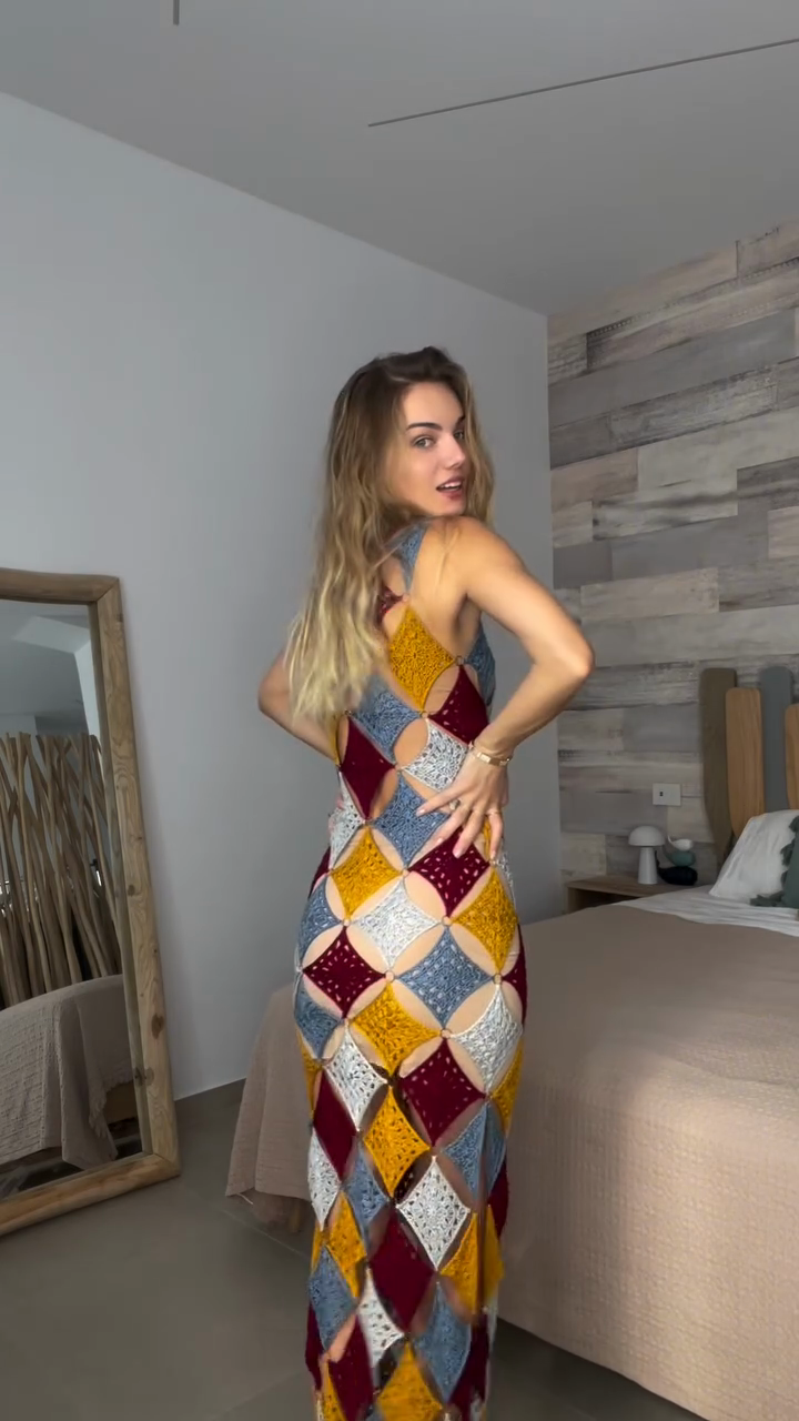 Multicolored Crochet Sleeveless Maxi Dress