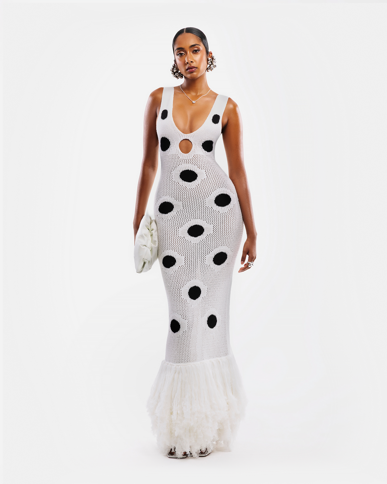 Polka - dot Crochet Maxi Dress