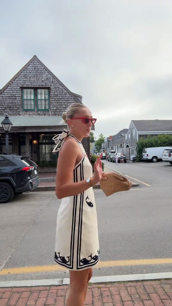 Whale - Embroidered Halter Mini Dress