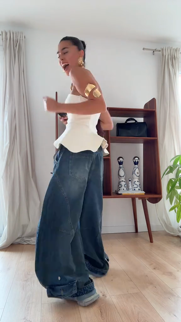 Oversized Asymmetric Denim Jeans