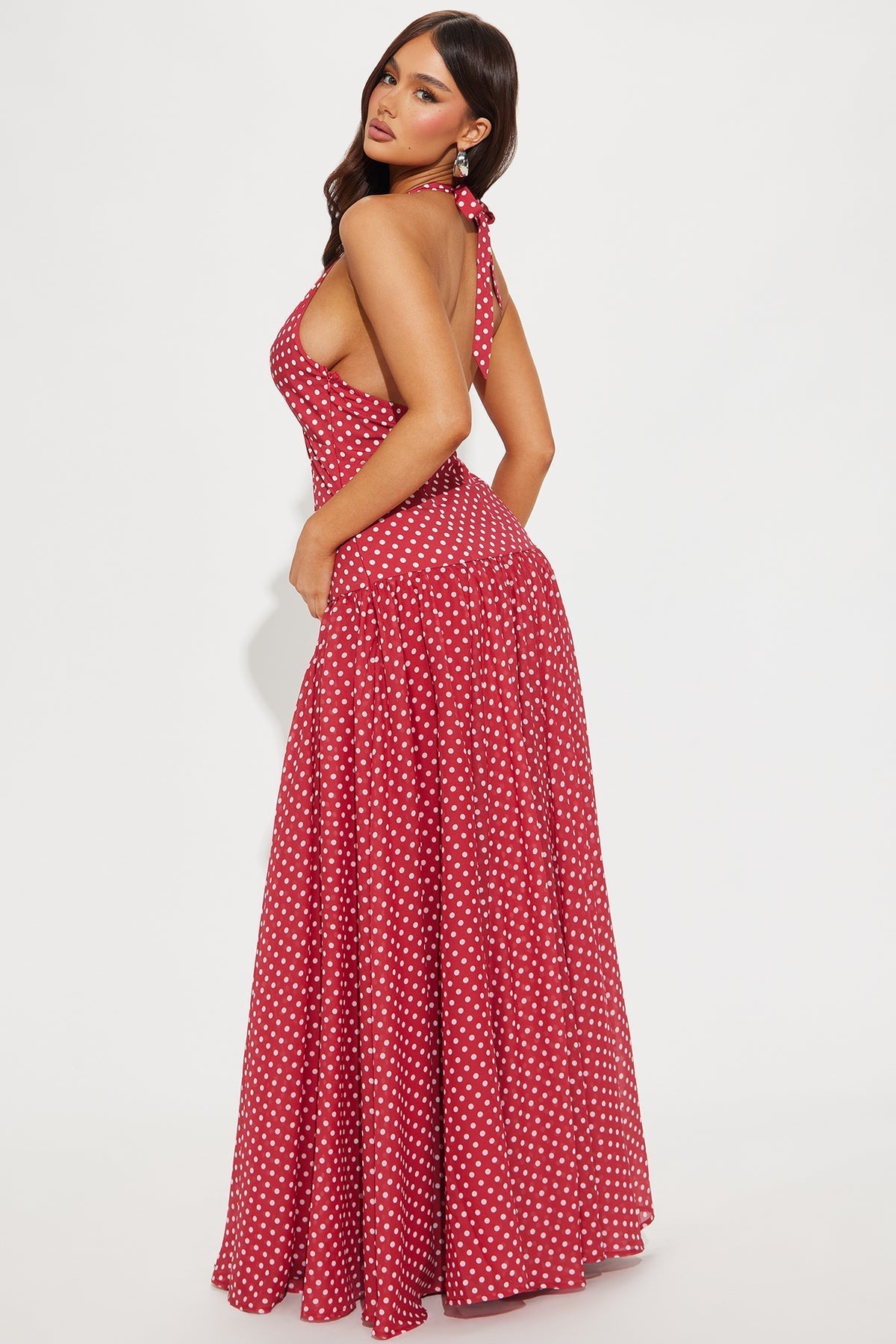 Polka Dot Halter Maxi Dress