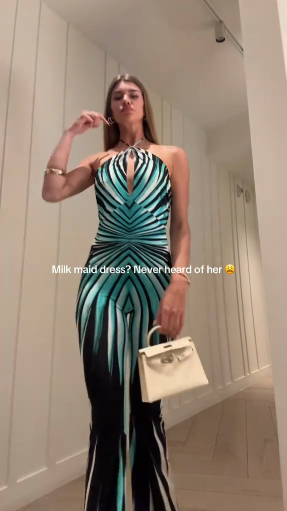 Halter Neck Geometric Print Jumpsuit