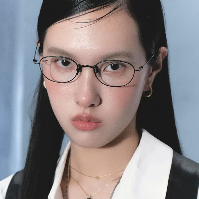 Spykay™ EG26696 Titanium Oval Frame Anti-blue Light Lightweight Glasses