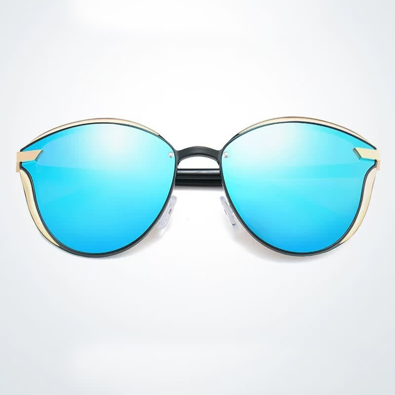 Spykay™ SG60950 Polarized Vintage Round Frame Mirror Lenses Trendy Sunglasses