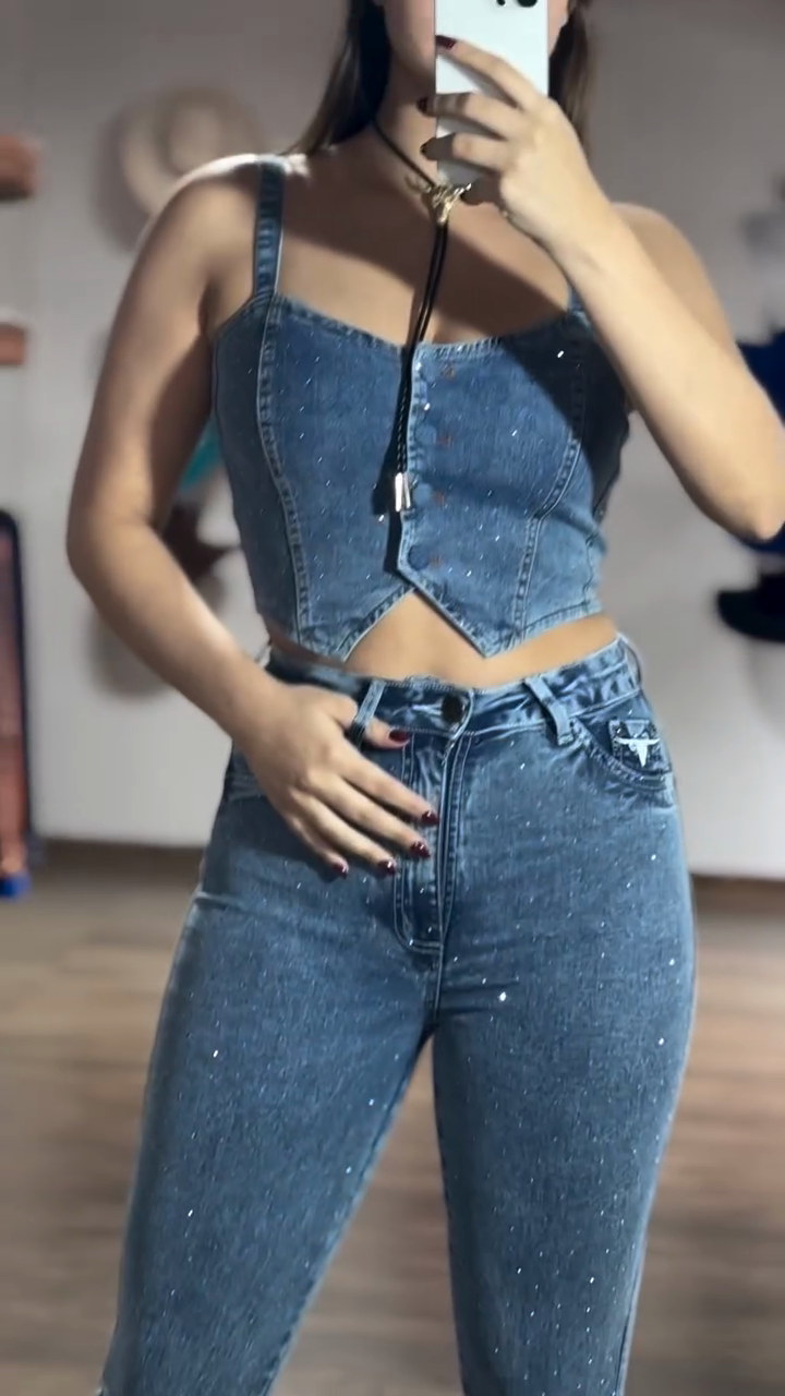 Rhinestone - Embellished Denim Cowboy Set