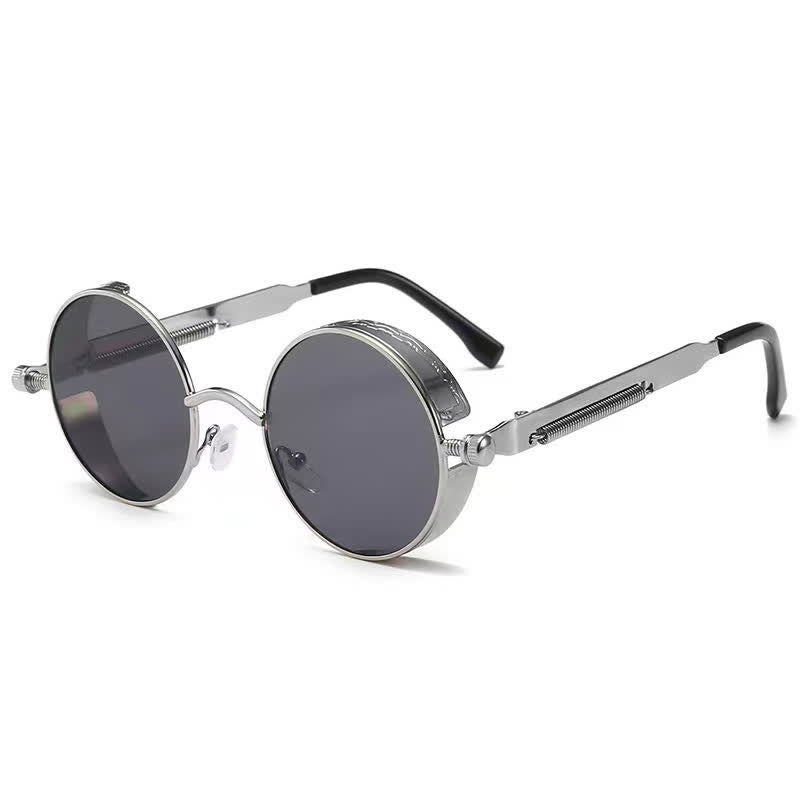 Spykay™ SG60945 Retro Punk Round Frame Spring Temples Sunglasses