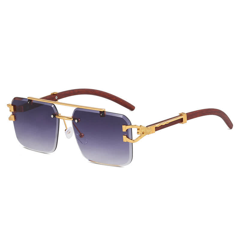 Spykay™ SG60910 Square Frame Leopard Temples Rimless Sunglasses