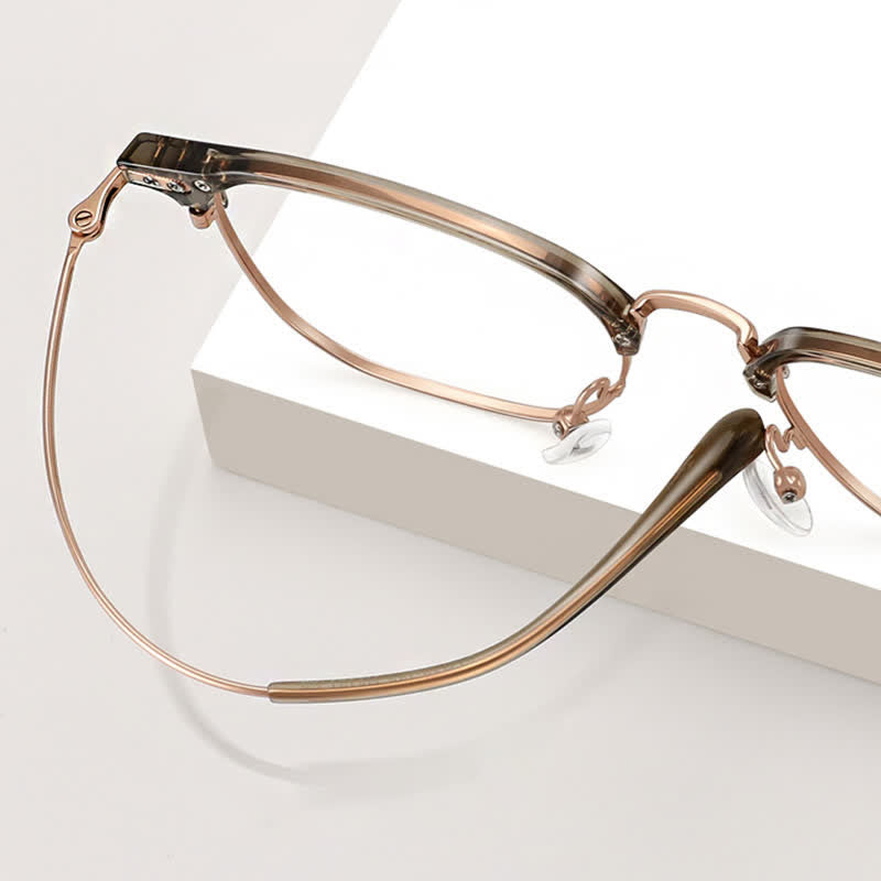 Spykay™ EG26739 Lightweight Square Titanium Frame Anti-blue Light Browline Glasses