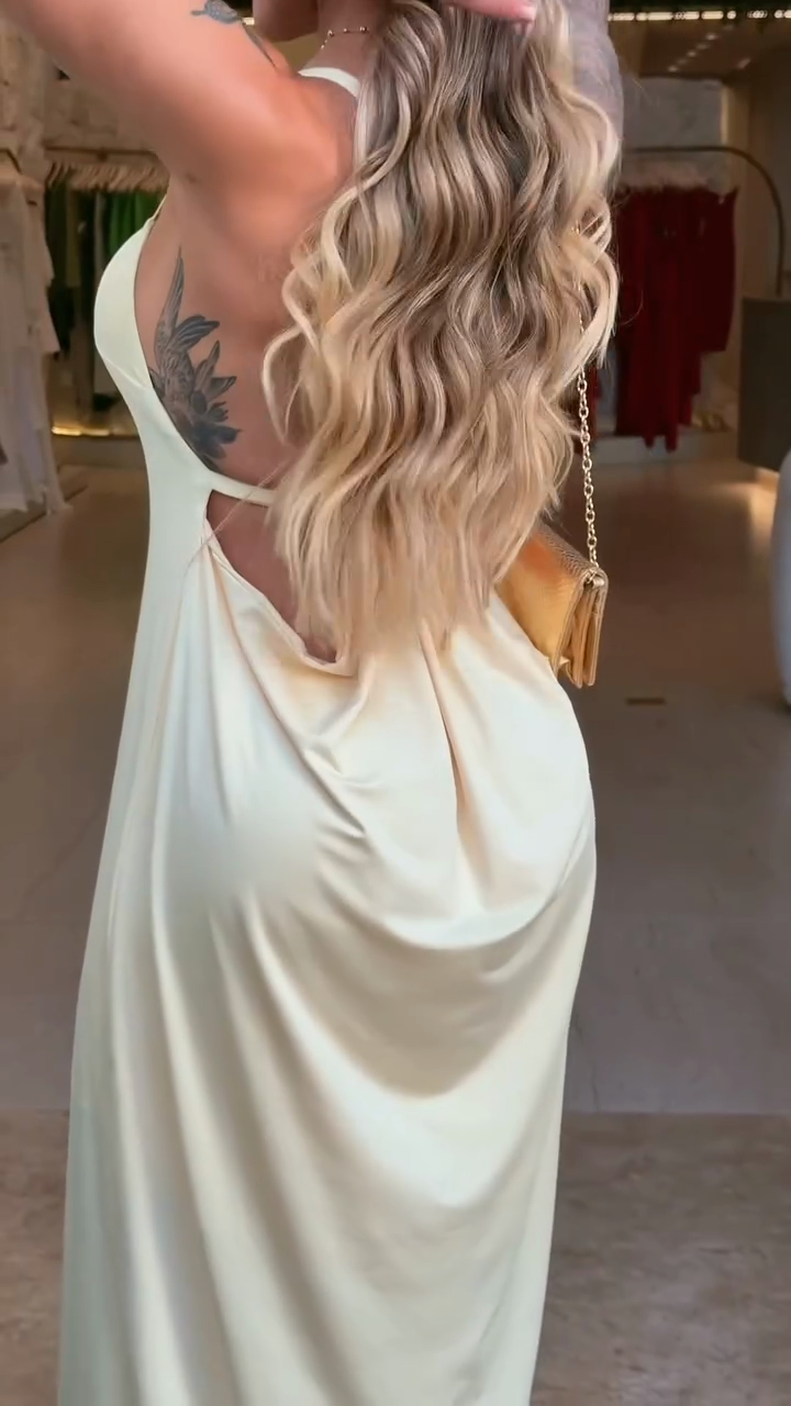 Cream Open - Back Maxi Dress