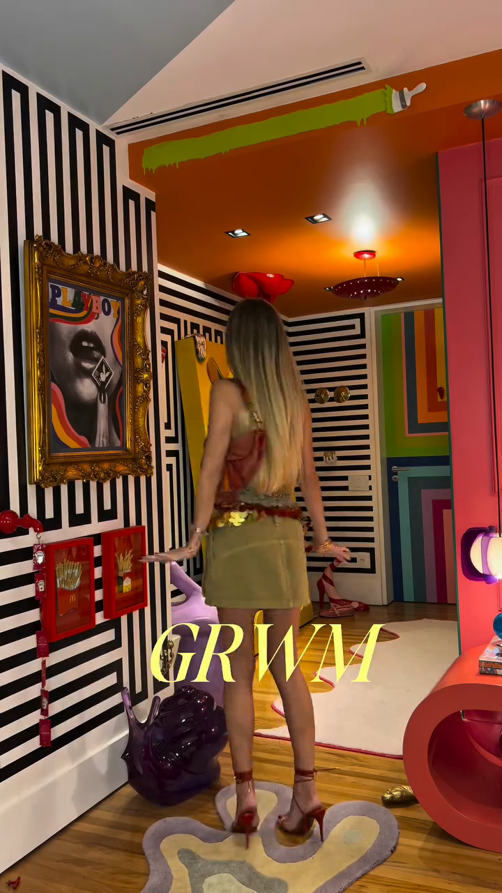 Olive Green Sequined Tank Top and Mini Skirt Set