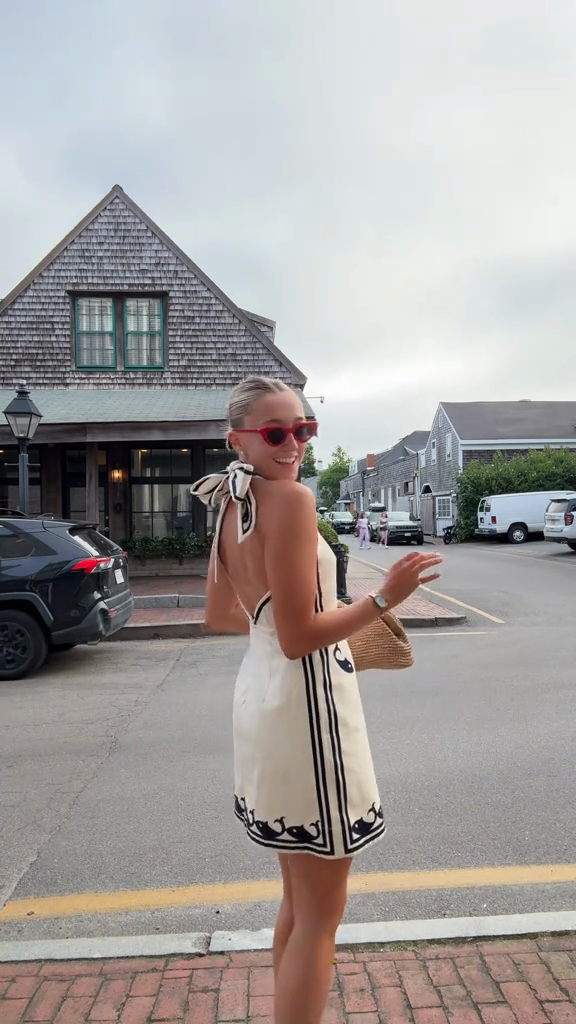 Whale - Embroidered Halter Mini Dress