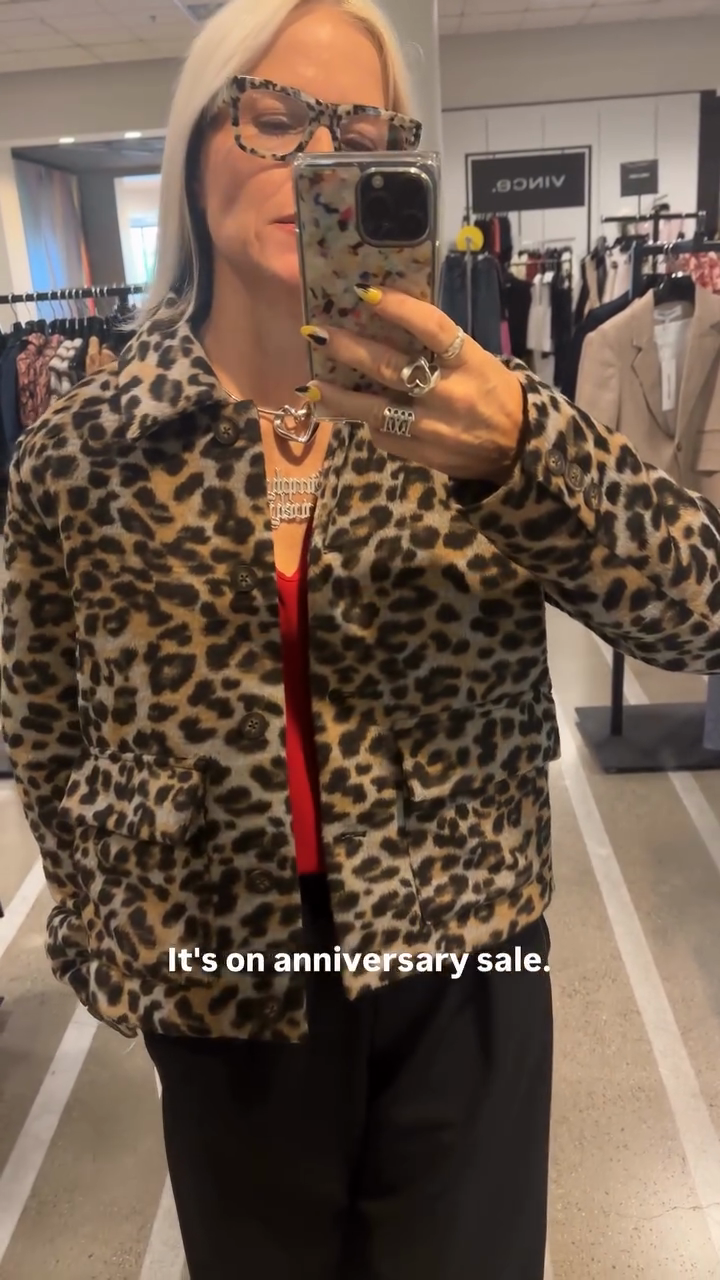 Leopard - Print Denim Jacket