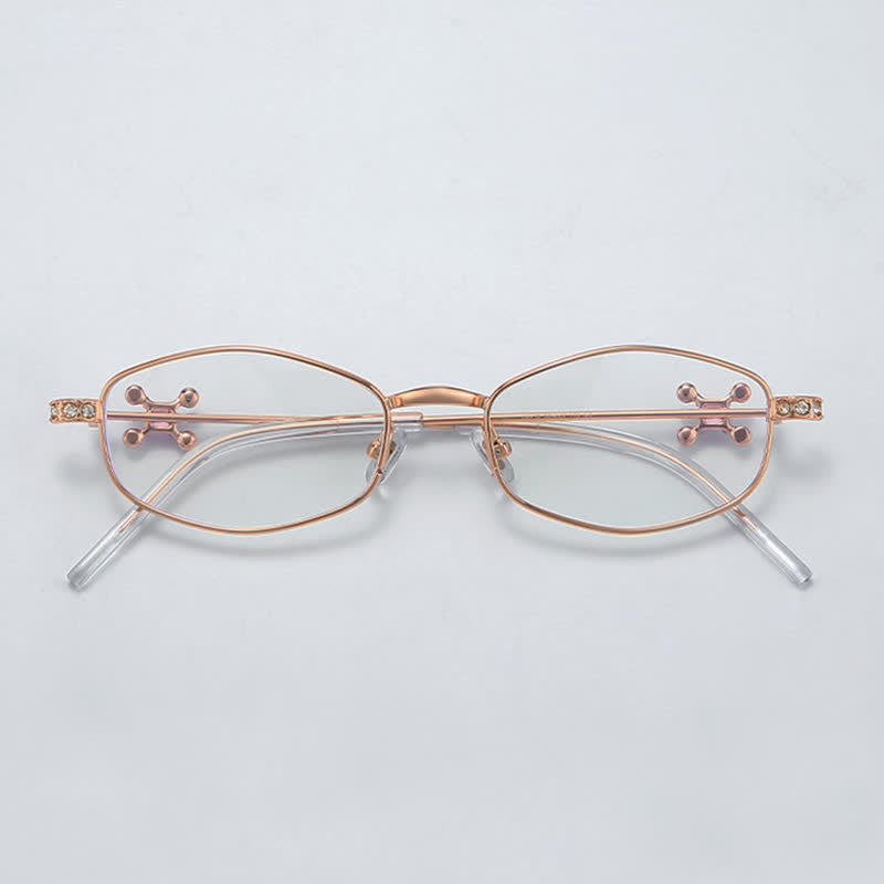 Spykay™ EG26713 Geometric Frame Rhinestone Decor Temples Anti-blue Light Glasses