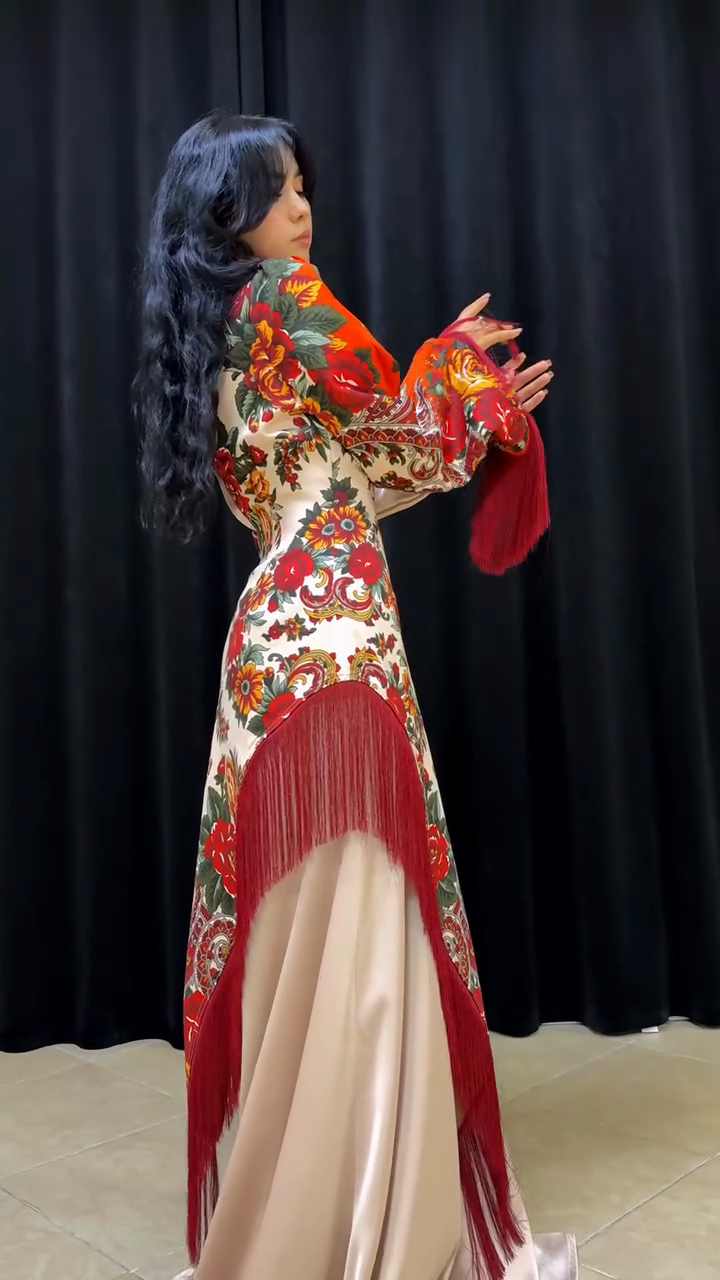 Floral - Embroidered Asymmetric Dress