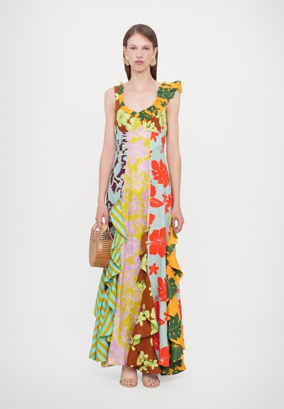 Multicolored Floral - Print Ruffled Maxi Dress