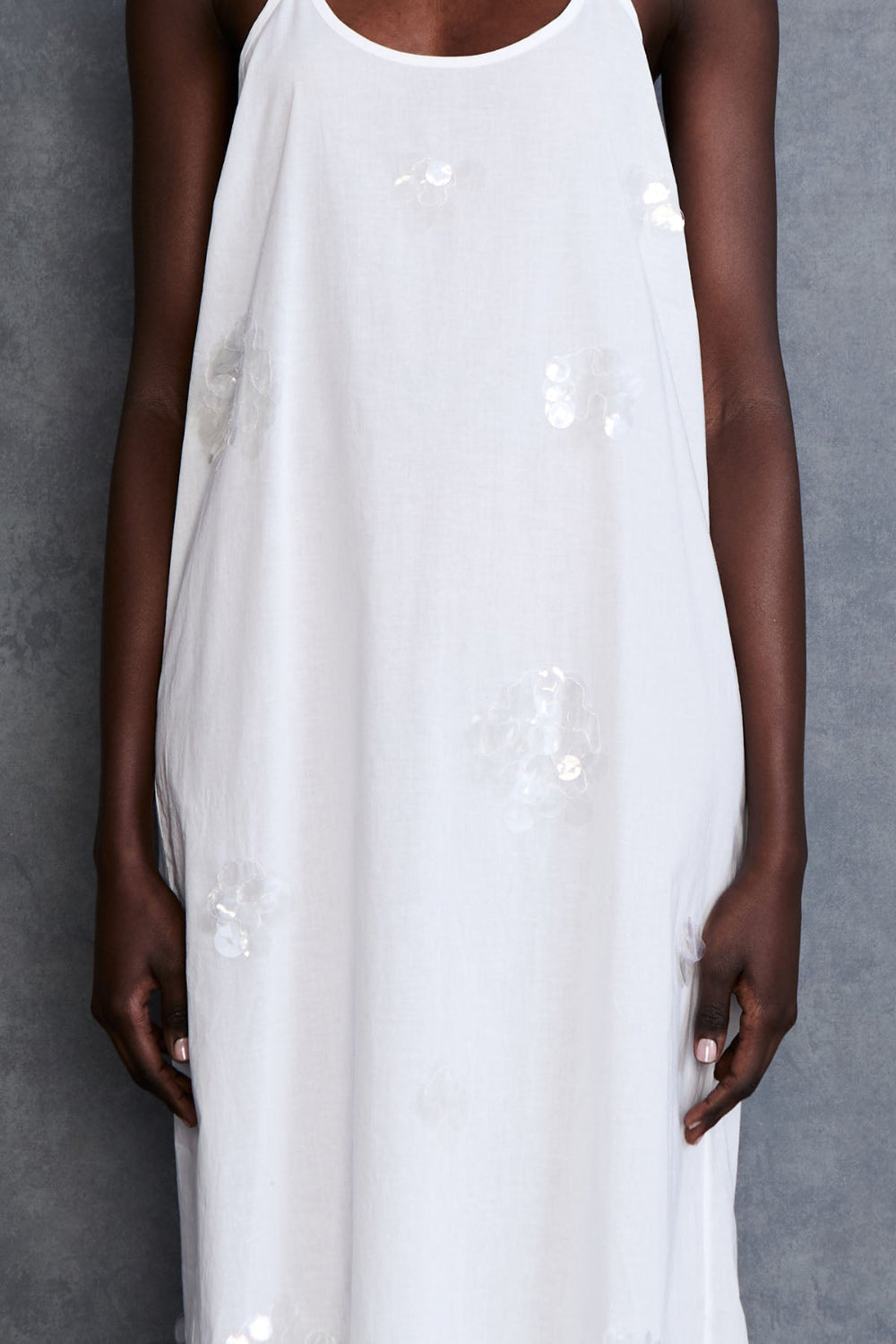 White Sequin - Embellished Slip Dress