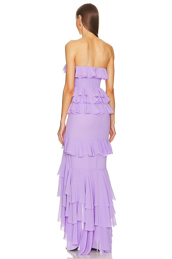 Strapless Ruffled Maxi Dress
