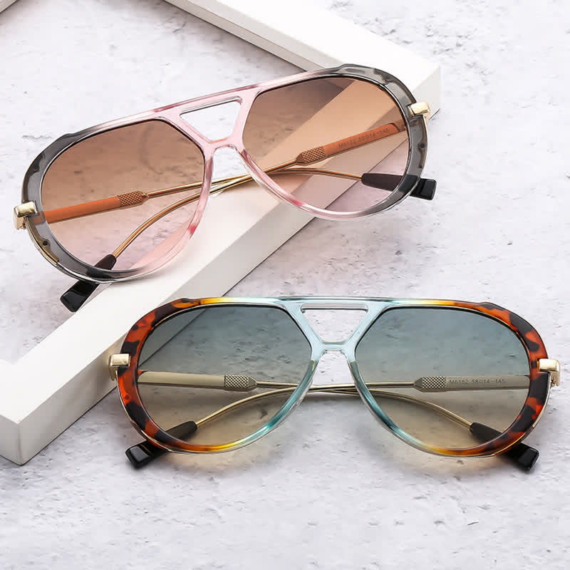 Spykay™ SG60737 Double Bridges Tortoiseshell Oval Frame Sunglasses