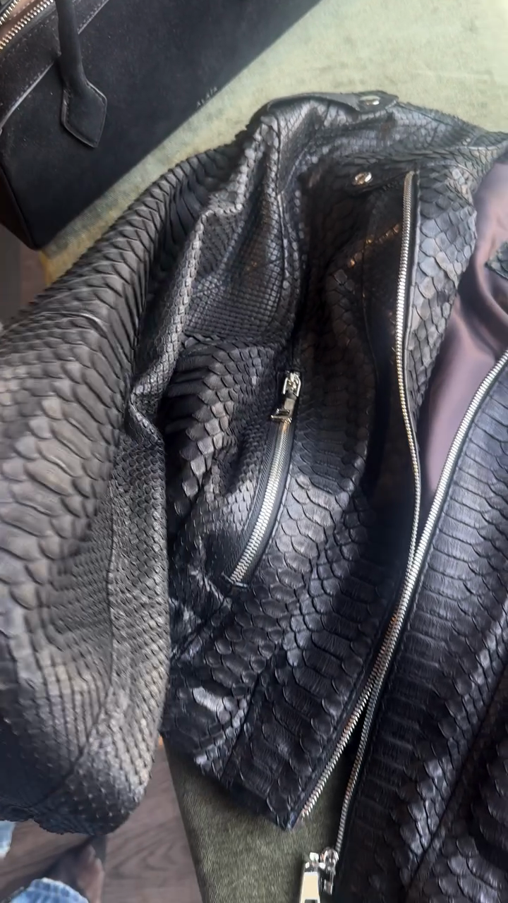 Black Snake - Print Leather Jacket