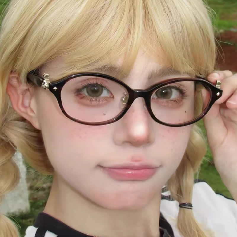 Spykay™ EG26800 Classic Retro Saturn Decor Oval Frame Anti-blue Light Glasses