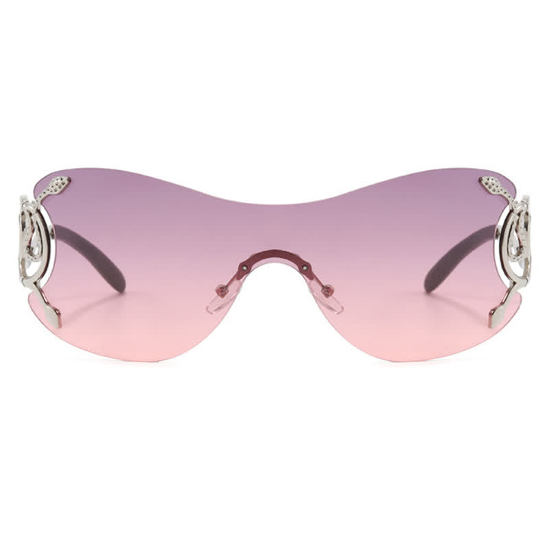 Spykay™ SG60904 Snake Design Temples One-piece Rimless Y2K Sunglasses