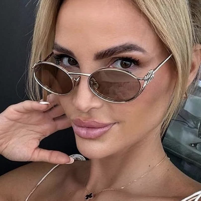 Spykay™ SG60678 Vintage Oval Frame Metal Sunglasses