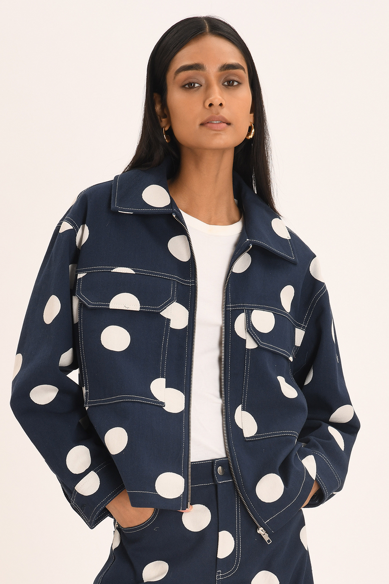 Polka Dot Denim Jacket