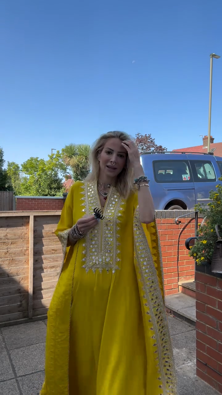 Yellow Embroidered Kaftan Maxi Dress