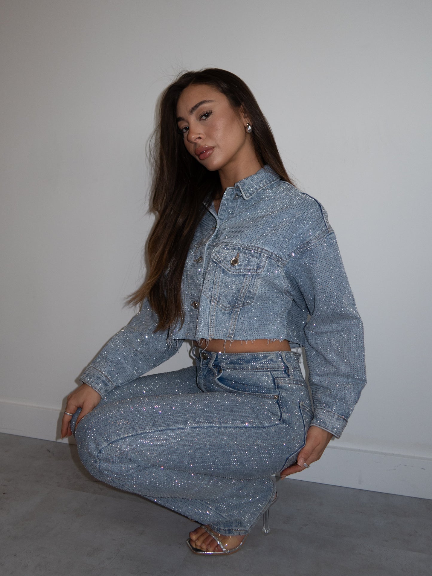 Embellished Denim Two - Piece Set