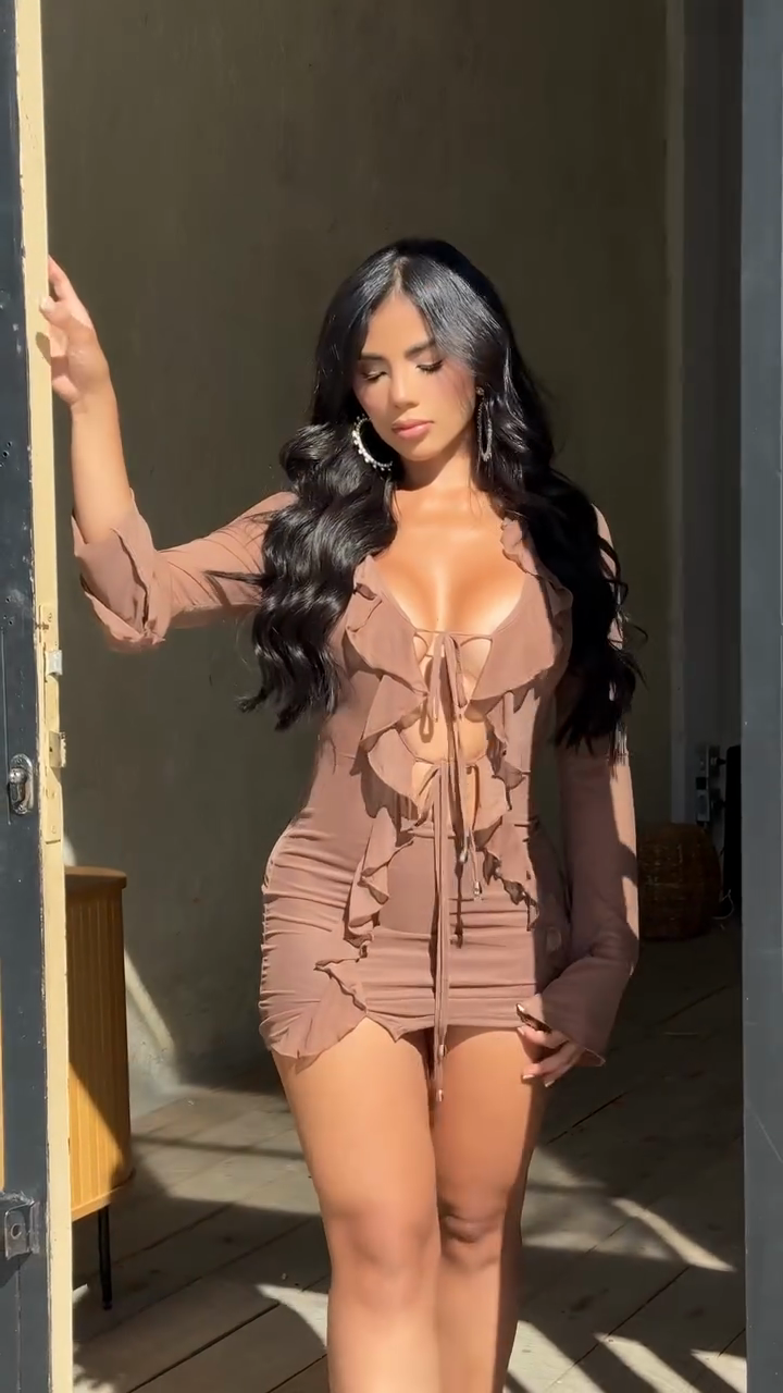 Ruffled Cut - Out Mini Dress