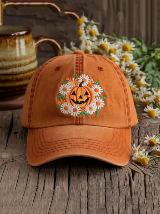 Autumn Halloween Ghost Smiling Face Printed Baseball Cap