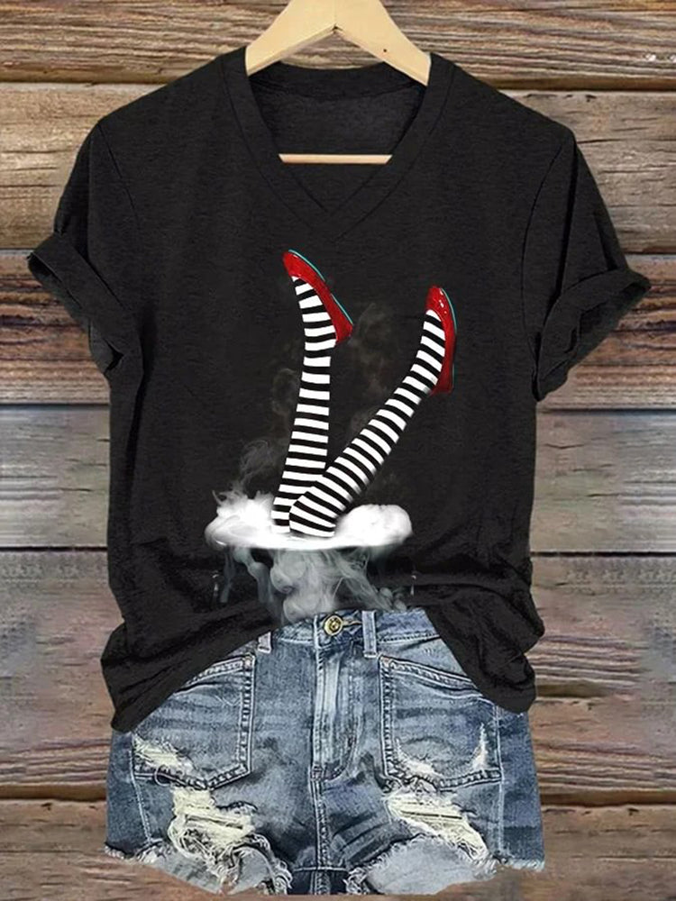 Classic Ruby Red Shoes Painting V-Neck T-Shirt