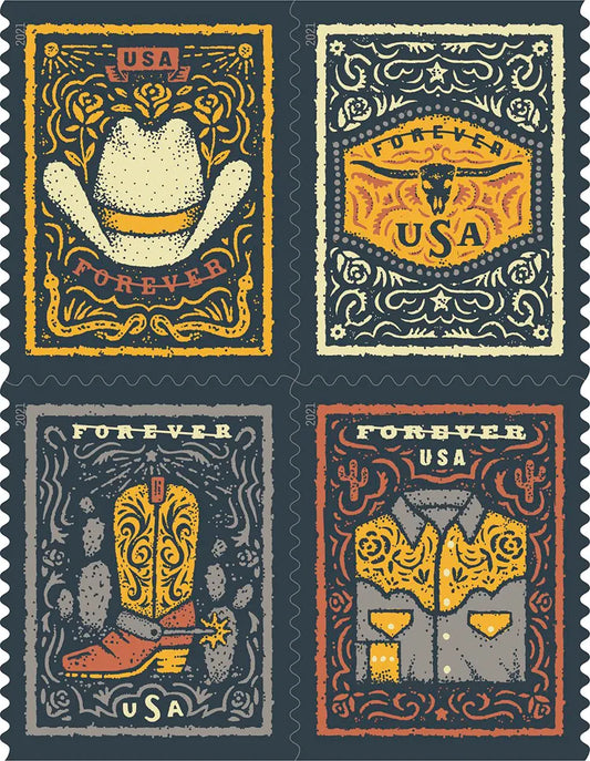 (2021) USPS Western Wear Forever Postage Stamps
