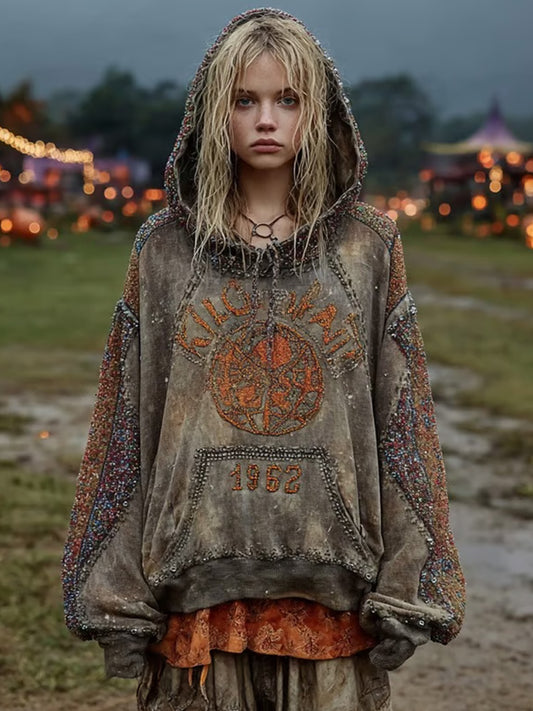 Women's Halloween Vintage Print Hoodie