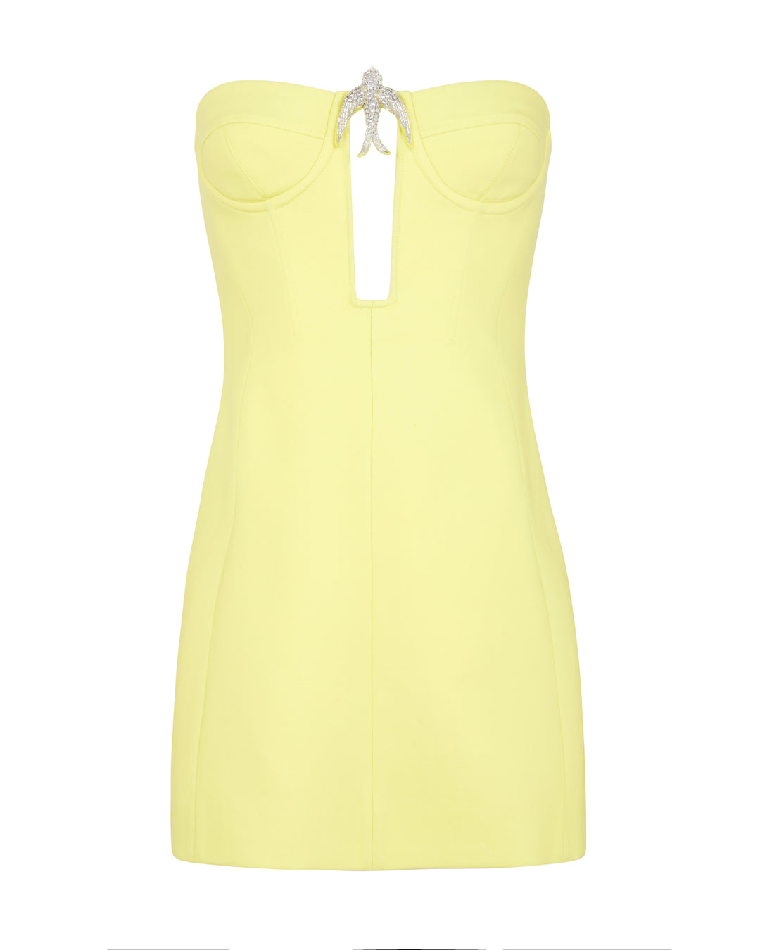 Yellow Strapless Mini Dress with Rhinestone Bow