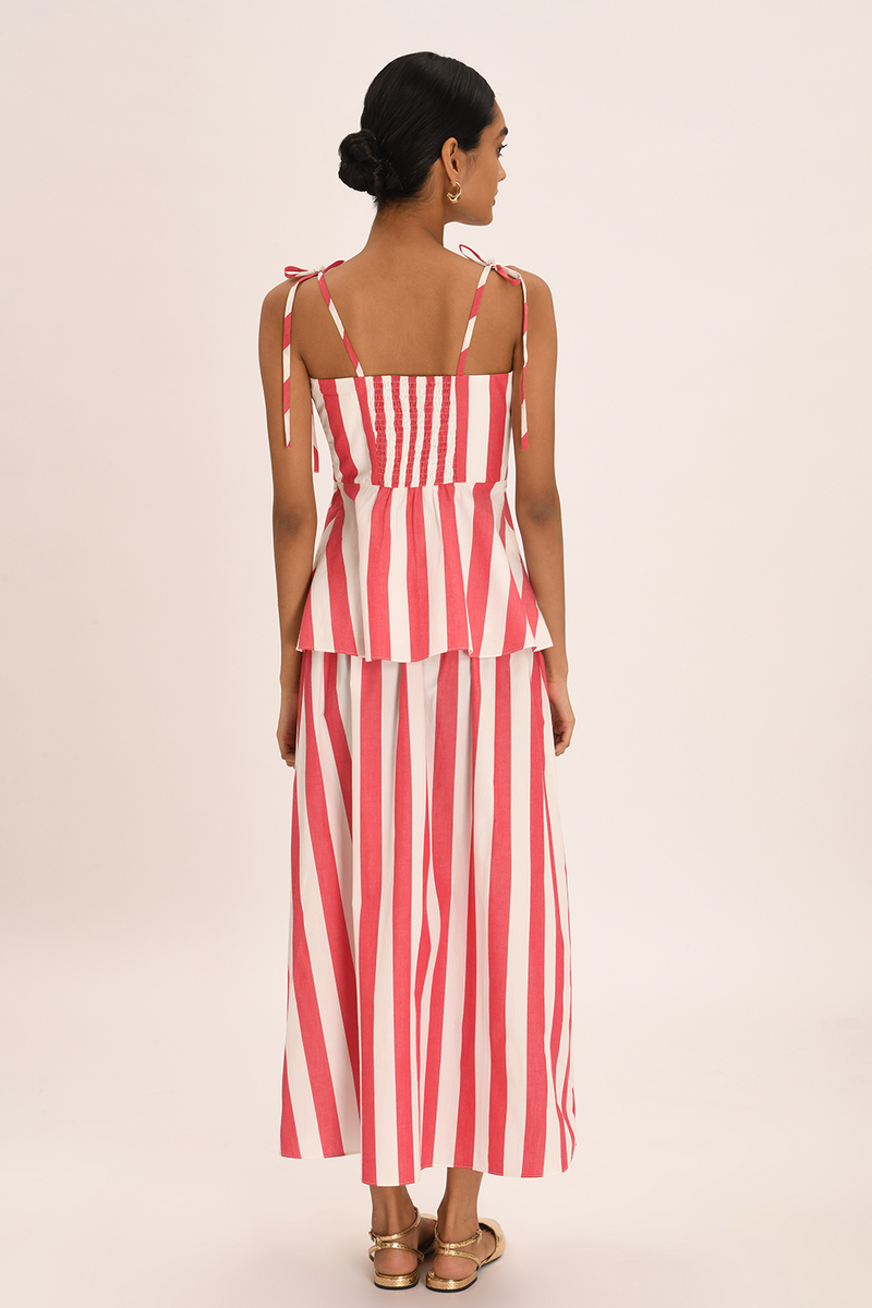 Red and White Striped Two - piece Set