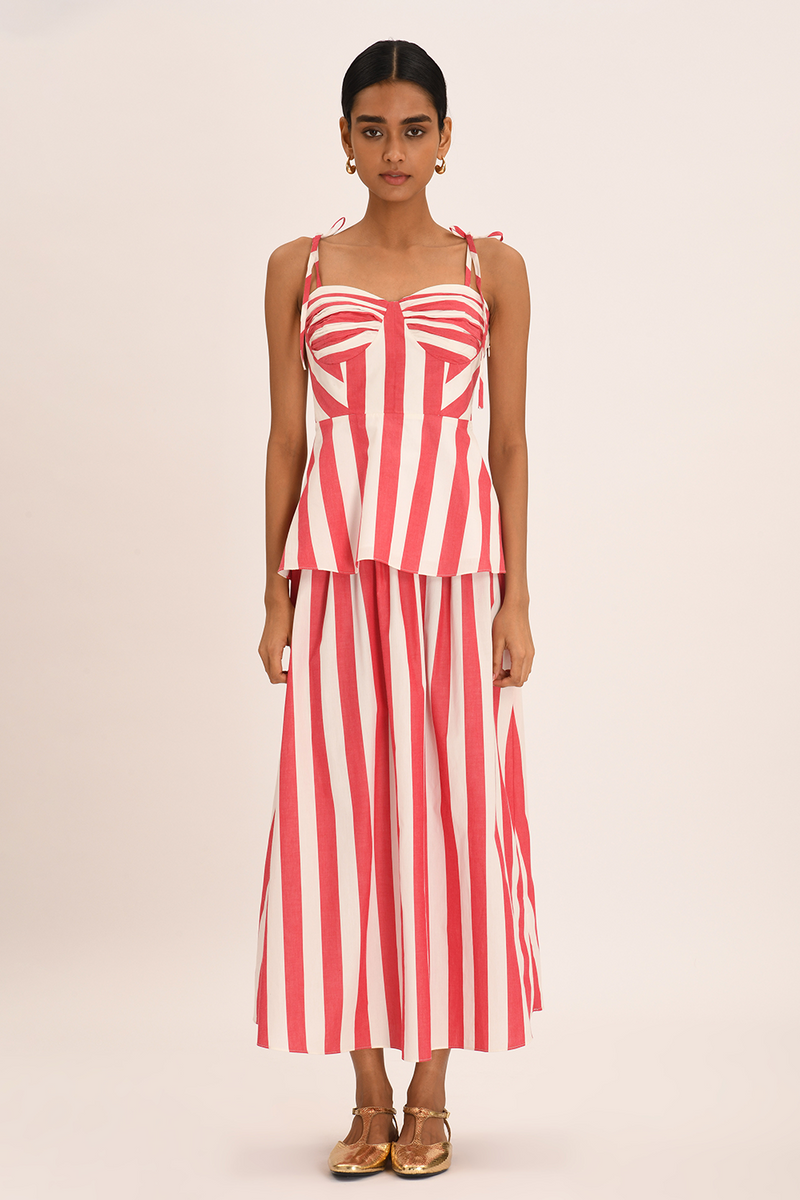 Red and White Striped Two - piece Set
