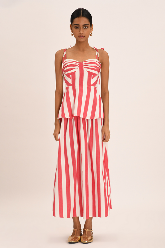 Red and White Striped Two - piece Set