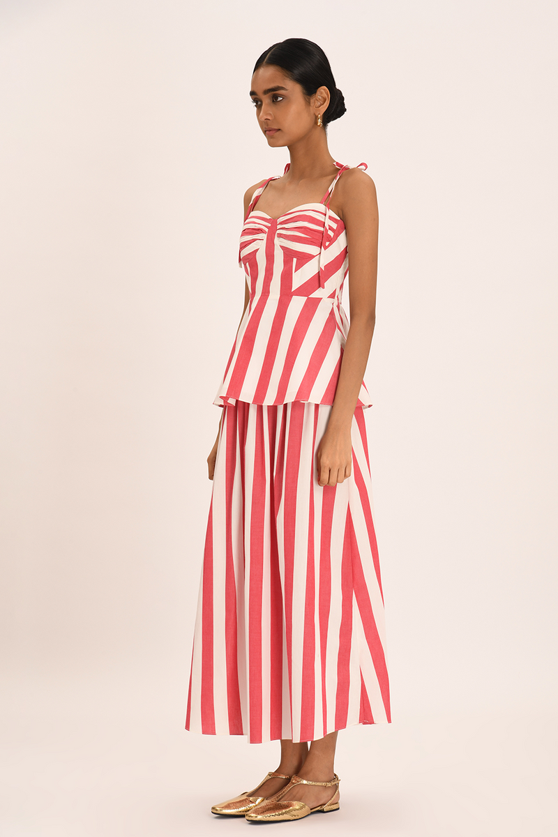 Red and White Striped Two - piece Set