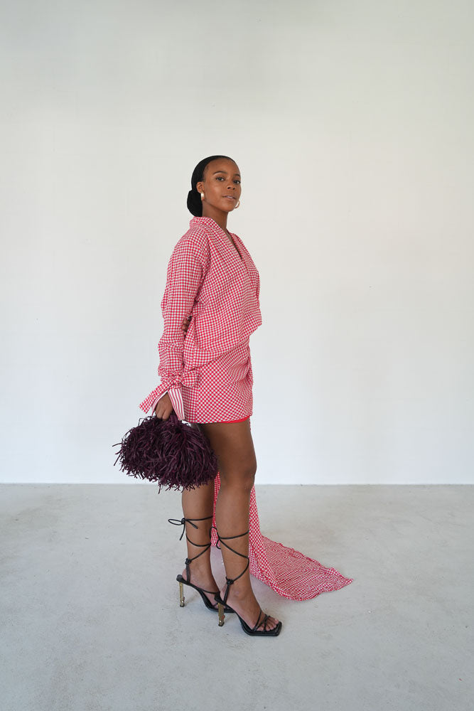 Pink Gingham Wrap - Style Mini Dress